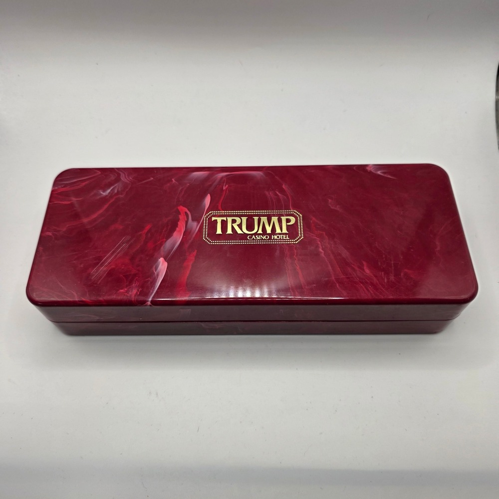 Vintage Trump Casino Hotel Red Marbled Travel Vanity Set Atlantic City Rare